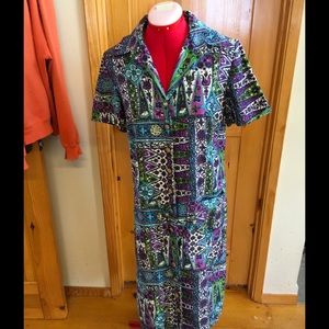 🍀VINTAGE 60's-70's groovy button front dress